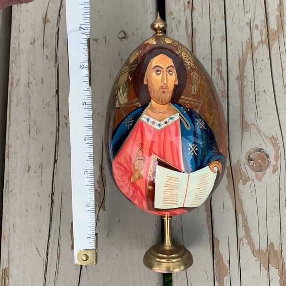 Russian hand painted Icon egg 30388 gold flake - Picture 12 of 13